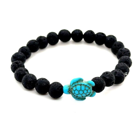 Black Beaded Turtle Charm Bracelet - Picture 2 of 5
